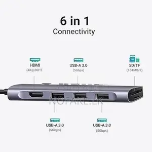 UGREEN 6 in 1 TYPE C Multifunctional Hub Station Adapter