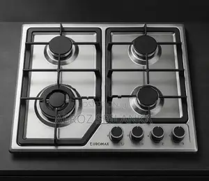 New 4-Burner EUROMAX Stainless steel Glass Gas Cooker