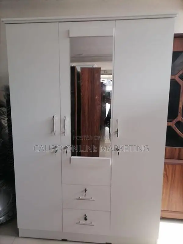 New Melamine White Colour 3 Door Cupboard 6*4 Ft Wardrobe