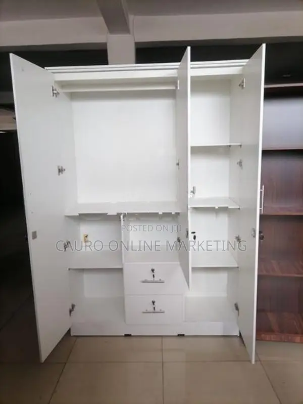 New Melamine White Colour 3 Door Cupboard 6*4 Ft Wardrobe