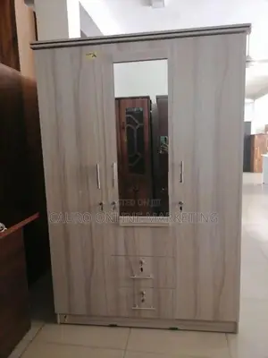 New White Colour 3 Door Cupboard 6*4 Ft Mirror Wardrobe