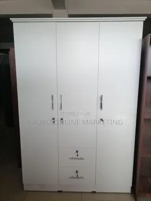 New White Colour 3 Door Cupboard 6*4 Ft Mirror Wardrobe