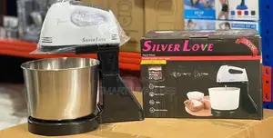 Silver Love Stand Hand Mixer with Stainless Steel Bowl – Powerful
