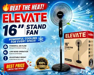 Elevate 16" Stand Fan | Powerful Air Flow | Low Noise Cooling Fan |