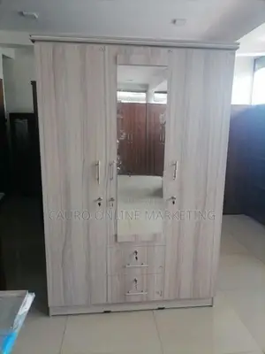New Ash / White Black 3 Door Cupboard 6x4 Wardrobe