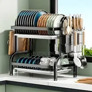 2 Tier Plate Rack Dish Layer Drainer Holder - Organizer
