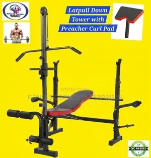 Weight Bench with Latpull Down Tower & Preacher Curl Pad
