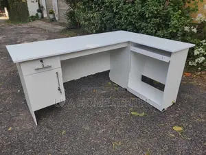 Melamine L Shape Office Table White 5.5x4ft