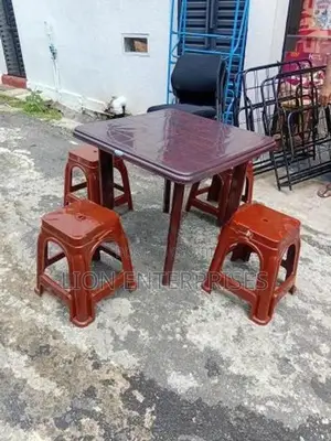 Plastic Table with 4 Stools