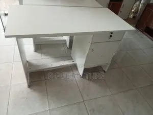 Melamine White Writing Table with Cupboard 4 By