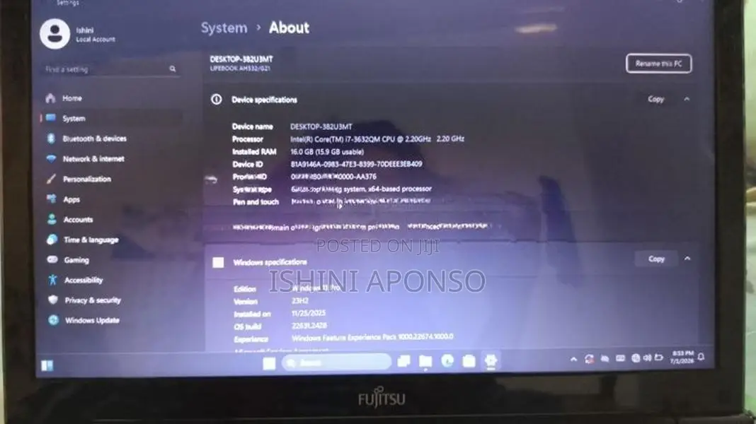Fujitsu i3 7th Gen Laptop