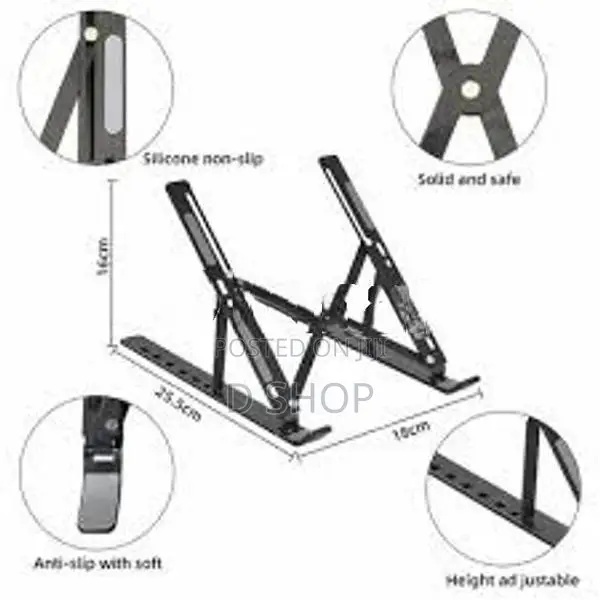 Adjustable Stainless Steel Laptop Stand With Pouch