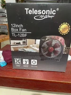 Telesonic Air-Power 12" Box Fan (TL-12BF) – 3 Speed Settings with Time