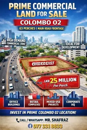 Prime 63 perch Land for sale at Colombo 2