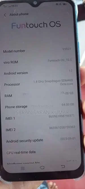 Vivo V20 no optional (Used)
