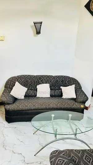 Full Living Room Furniture Set - 3+1+1 Sofa with Glass Coffee Table