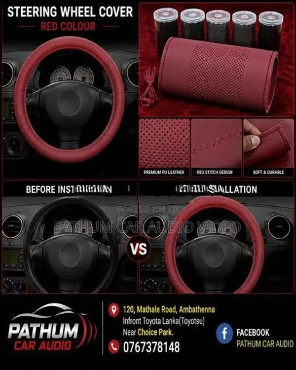 Red Color Steering Wheel Cover