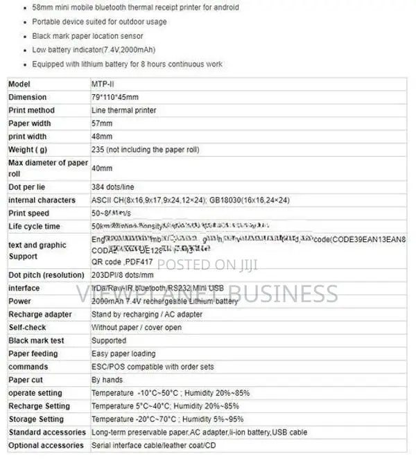 Portable Bluetooth Goojprt PT210 58mm 2 Inch Thermal POS Mobile Printe