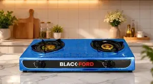 Black Ford Double Burner Gas Cooker - Stainless Steel 74403