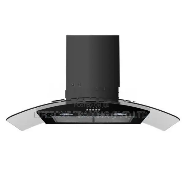 electriQ 90cm Curved Glass Push Button Chimney Cooker Hood