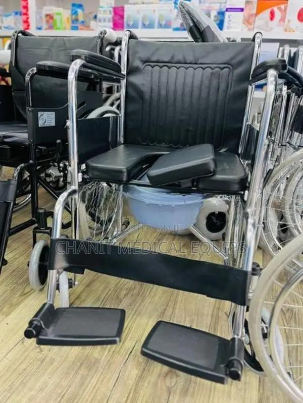 Commode Wheelchair Crome Plated Steel Frame Wheel Chair