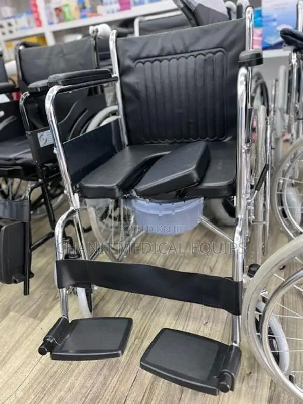 Commode Wheelchair Crome Plated Steel Frame Wheel Chair