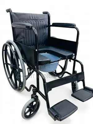 Commode Wheelchair Powder Corted Black Alloy Wheels