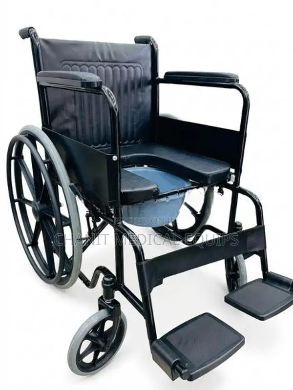 Commode Wheelchair Powder Corted Black Alloy Wheels