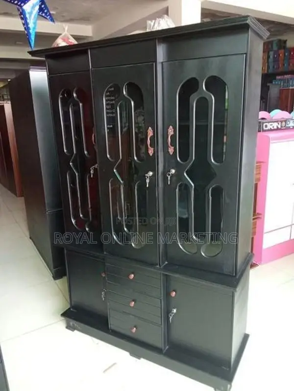 3 Door Black Cabinet (K-8)