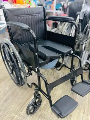 Commode Wheelchair Powder Corted Black Alloy Wheels