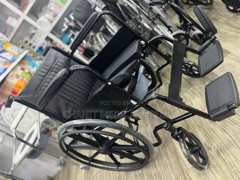 Commode Wheelchair Powder Corted Black Alloy Wheels
