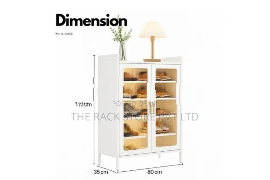 3-Door Metal Shoe Cabinet – 6-Layer Storage Organizer ( White )