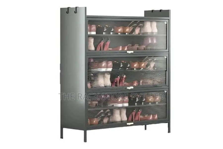 6 Layer Metal Shoe Cabinet with Top Shelf, Rack
