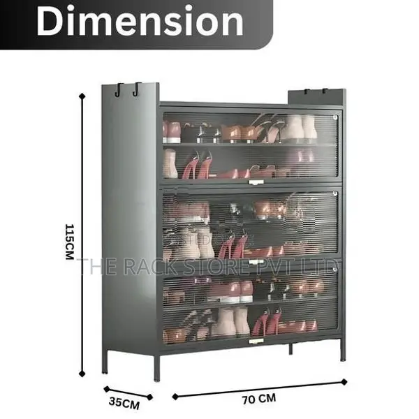 6 Layer Metal Shoe Cabinet with Top Shelf, Rack