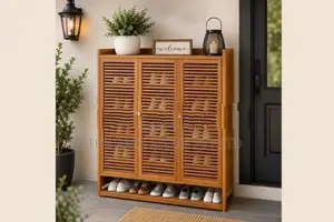 3 Door Bamboo Shoe Cabinet – Wooden Rack
