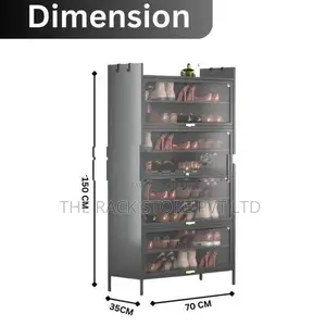 8 Tier Metal Shoe Cabinet with Top Shelf – 4 Door Rack