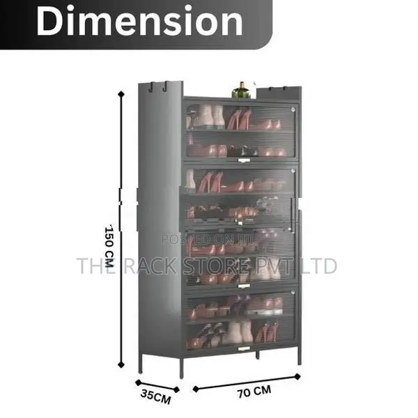 8 Tier Metal Shoe Cabinet with Top Shelf – 4 Door Rack
