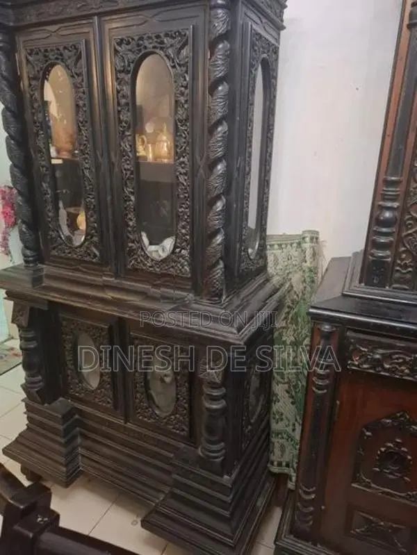 2 Antique Ebony Teak Cupboards Set