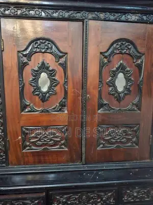 2 Antique Ebony Teak Cupboards Set