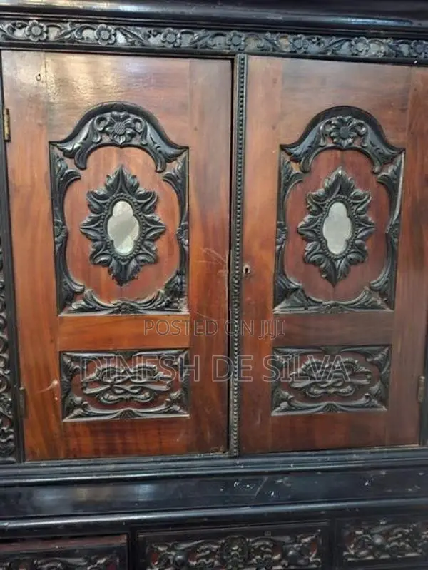 2 Antique Ebony Teak Cupboards Set