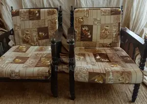 Old Wooden Sofa Set with Table