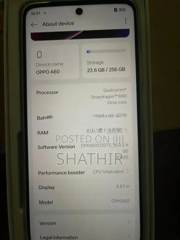 Oppo A60 256GB 8GB (Used)