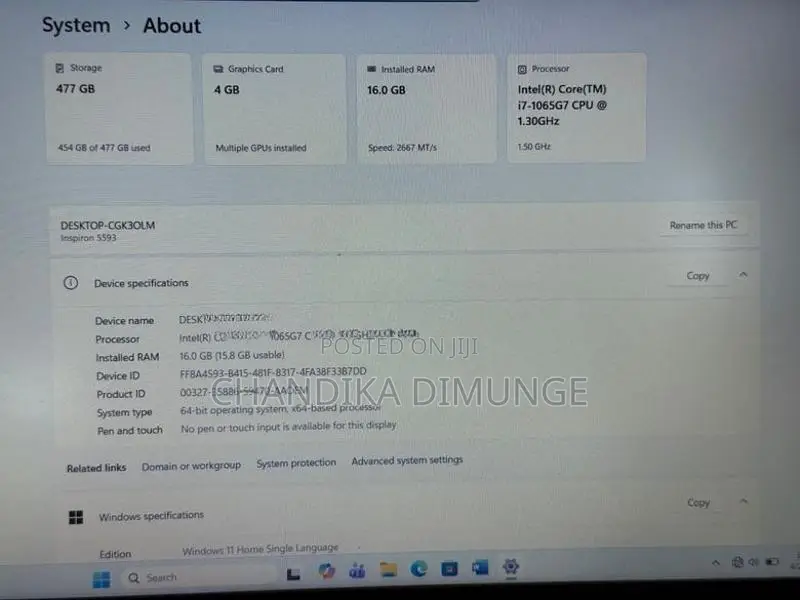 Dell Inspiron 5593 Core i7 16GB 4GB VGA 15.6” Full HD
