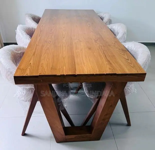 Teak Modern Dining Table with 6 Chairs