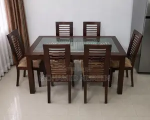 Teak Wood 6-Seater Dining Table Set