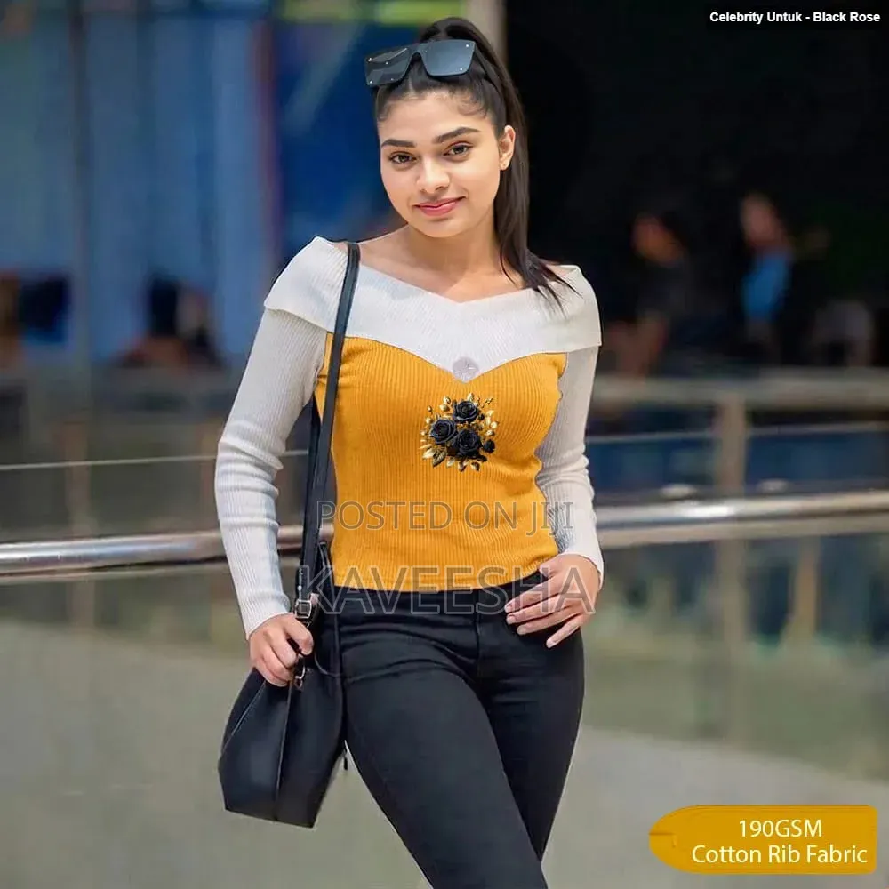 Celebrity Tee S / M / L 1900 Rib Material Stretchy Cotton Fabric