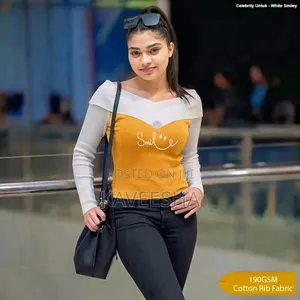 Celebrity Tee S / M / L 1900 Rib Material Stretchy Cotton Fabric