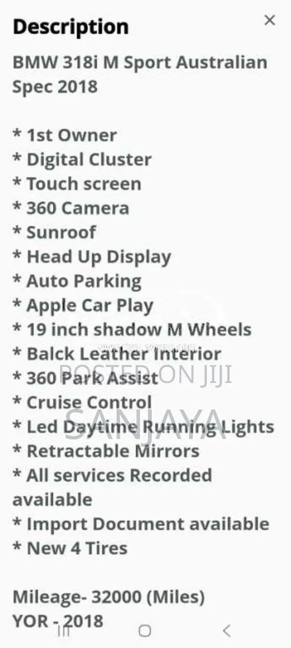 BMW 318i 2018 Car (Used)