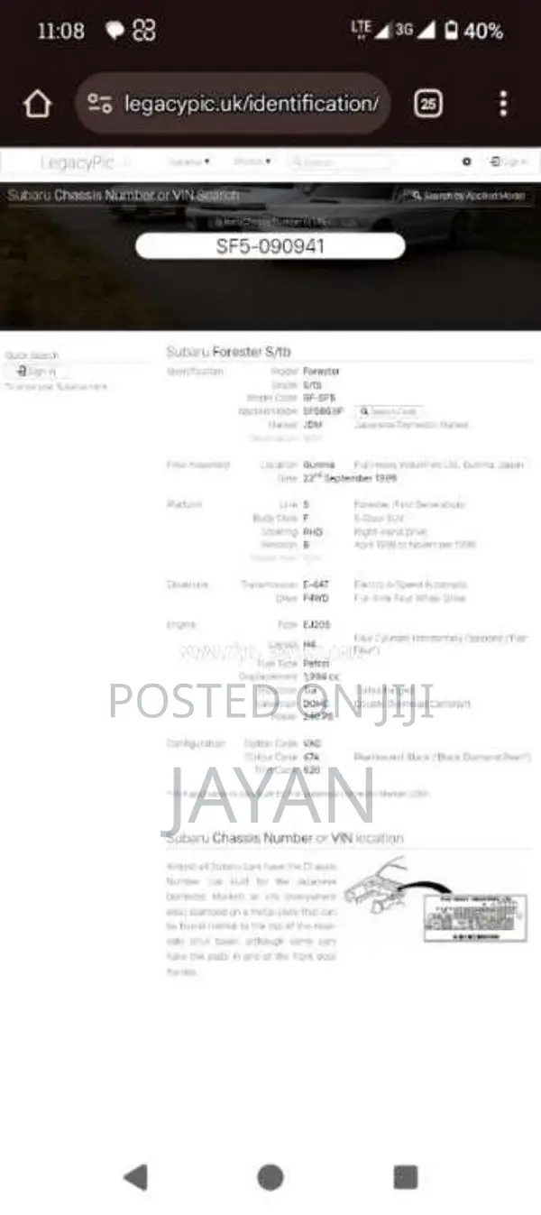Subaru Forester SF5 1999 Car (Used)