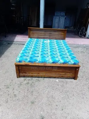 6×5 Teak Box Bed with Double Layer Mattrees